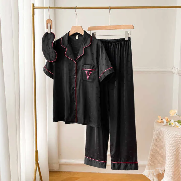 جديد الحرير الجليد السيدات بيجام New Summer Silk Pajamas