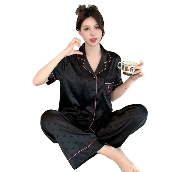 جديد الحرير الجليد السيدات بيجام New Summer Silk Pajamas