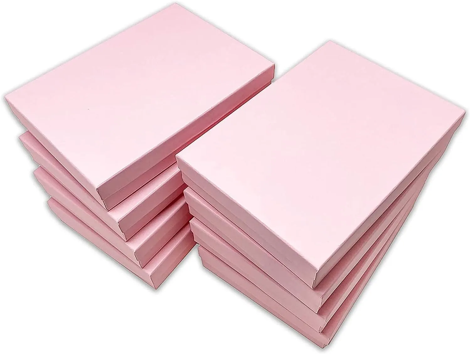 10 Pack Cotton Filled Matte Pink Color Paper Cardboard Jewelry Necklace Bracelet Bangle Watches Presentation, Retail Display, Packaging Boxes. Size- 5.25" X 3.75" X 1" by R J Displays