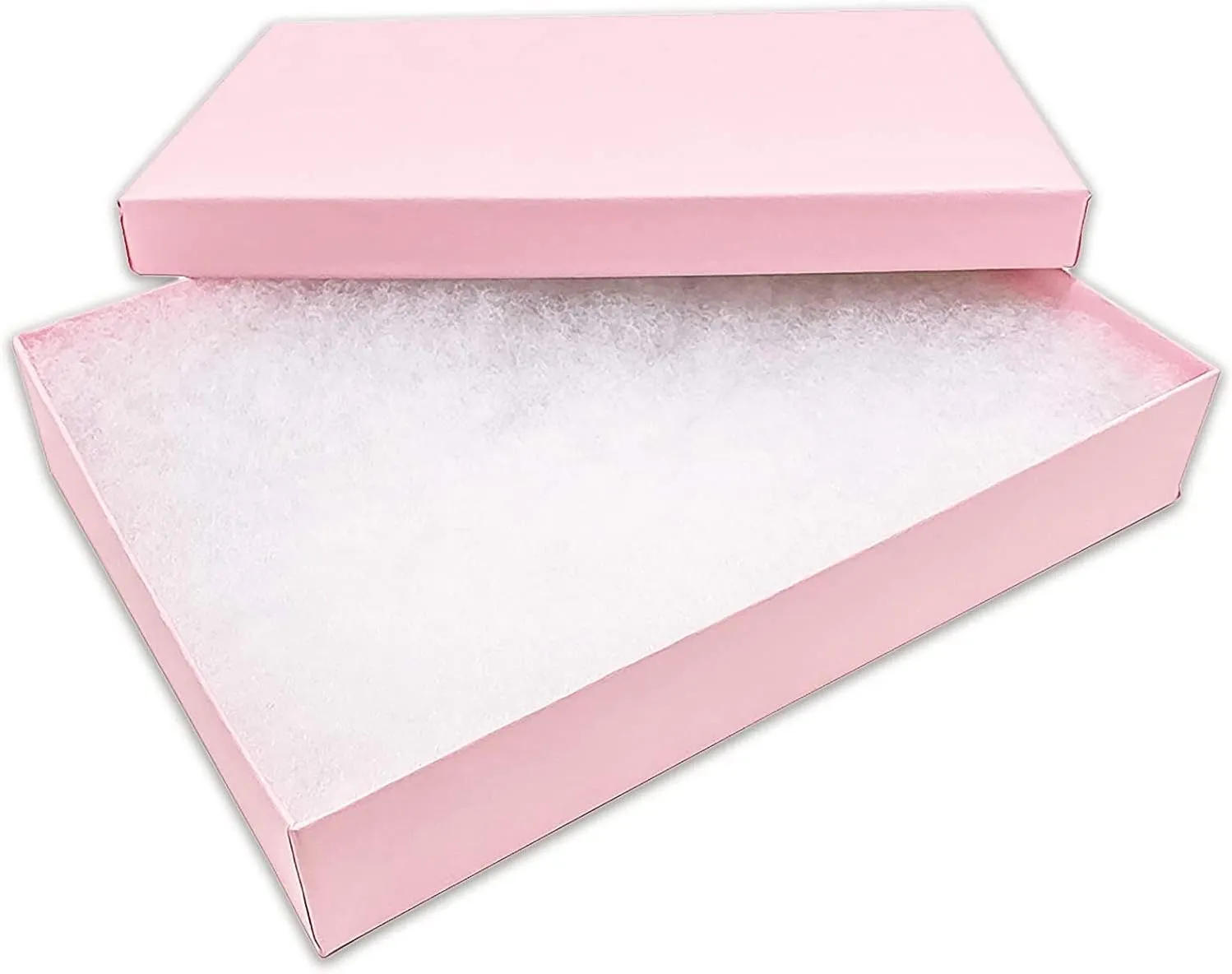10 Pack Cotton Filled Matte Pink Color Paper Cardboard Jewelry Necklace Bracelet Bangle Watches Presentation, Retail Display, Packaging Boxes. Size- 5.25" X 3.75" X 1" by R J Displays