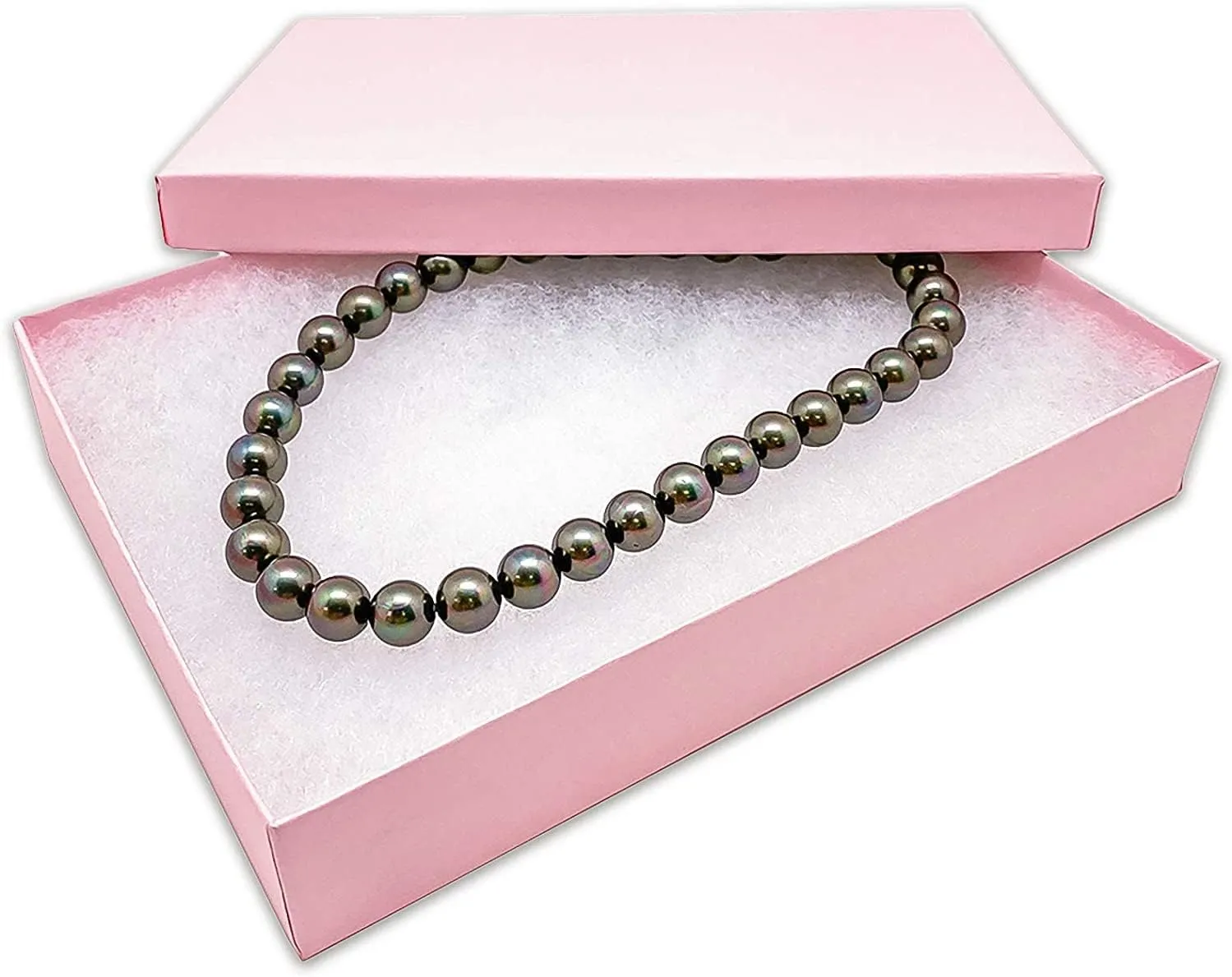 10 Pack Cotton Filled Matte Pink Color Paper Cardboard Jewelry Necklace Bracelet Bangle Watches Presentation, Retail Display, Packaging Boxes. Size- 5.25" X 3.75" X 1" by R J Displays