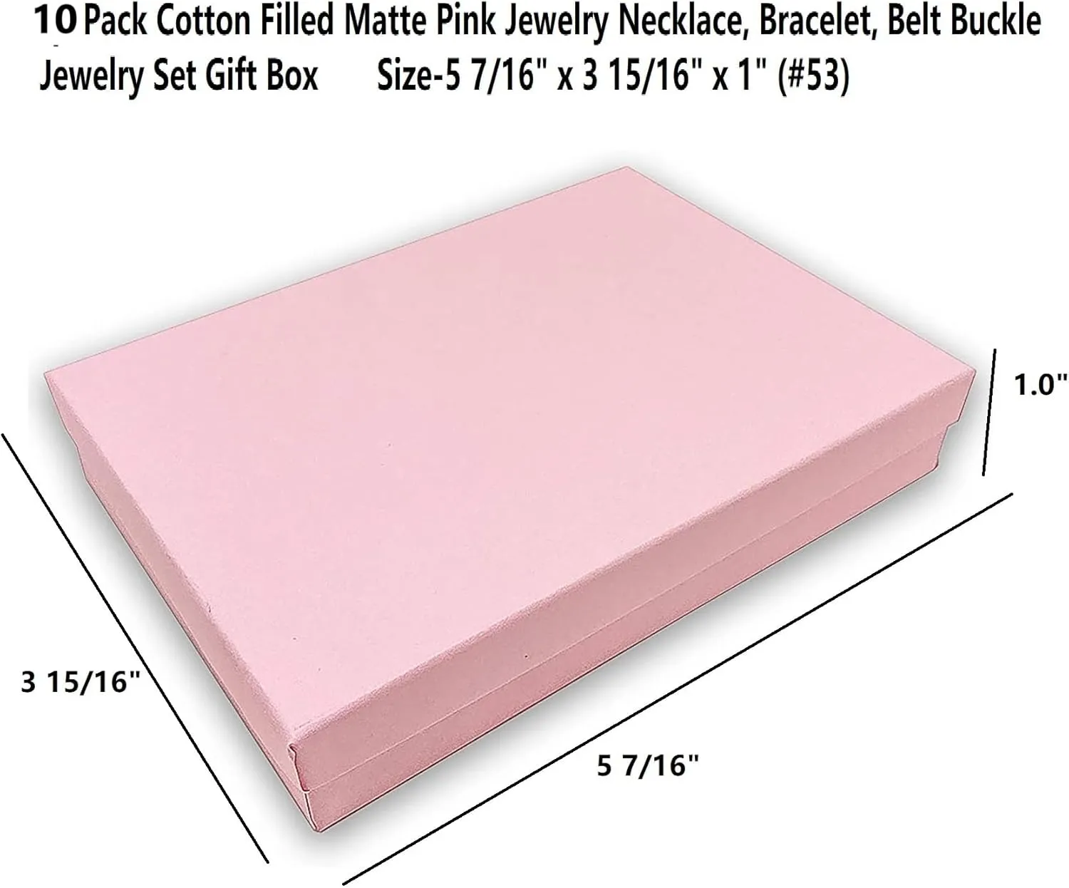 10 Pack Cotton Filled Matte Pink Color Paper Cardboard Jewelry Necklace Bracelet Bangle Watches Presentation, Retail Display, Packaging Boxes. Size- 5.25" X 3.75" X 1" by R J Displays