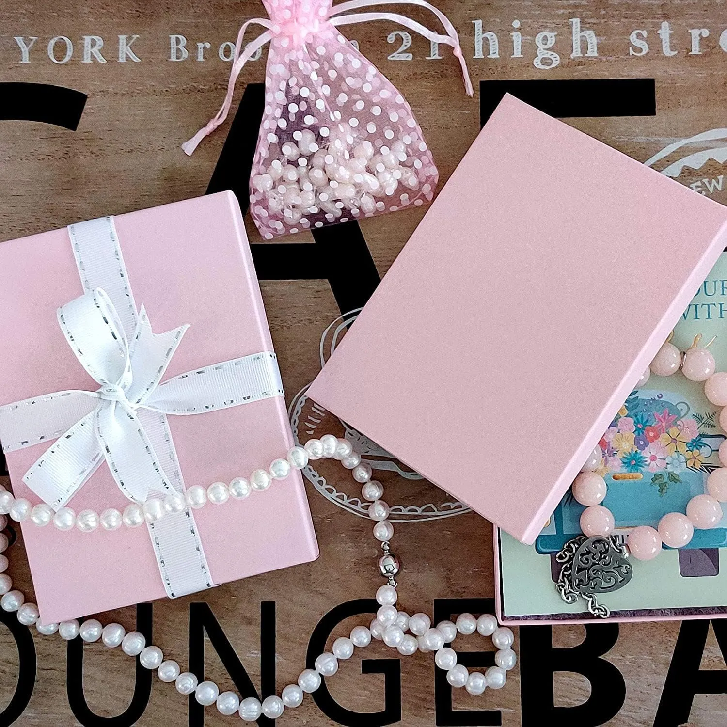 10 Pack Cotton Filled Matte Pink Color Paper Cardboard Jewelry Necklace Bracelet Bangle Watches Presentation, Retail Display, Packaging Boxes. Size- 5.25" X 3.75" X 1" by R J Displays