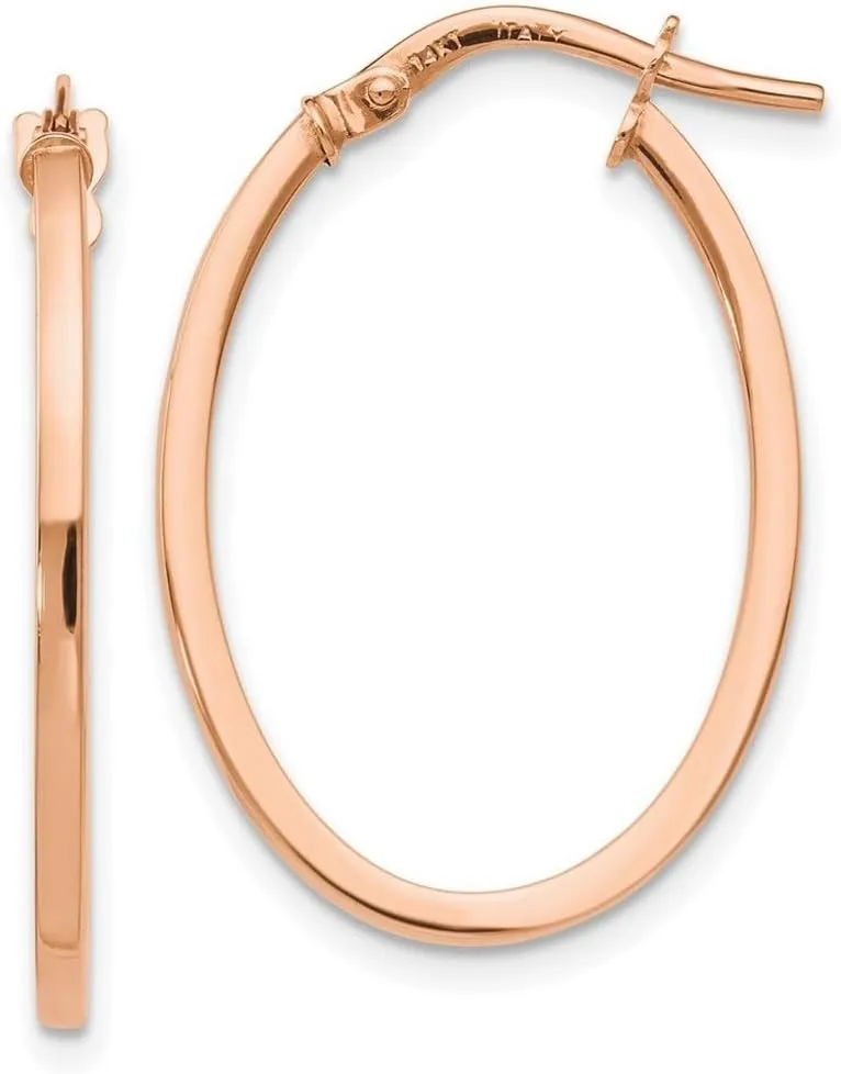 10k Rose Gold Hinged hoop Polished Oval-Hoop Earrings 26.75x13mm Wide 2.5mm Thick-Hoop Earring for Women