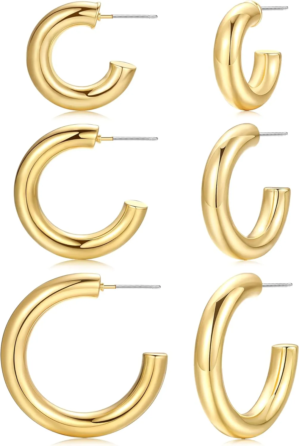 14K Small Gold Plated Hoop Studs Earrings for Women, Fashion Hypoallergenic Dainty Minimalist CZ Ball Chain Earrings for Birthday Party Christmas Jewelry Gift.
