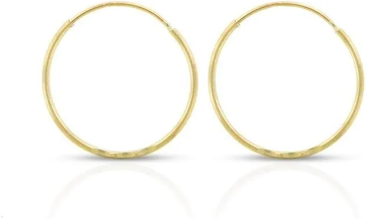 14k Solid Gold Endless Diamond-Cut Hoop Earrings - Sizes 10mm to 20mm, 3-Pair Sets, Cartilage, Helix, Nose, Tragus, 100% Real 14k Gold