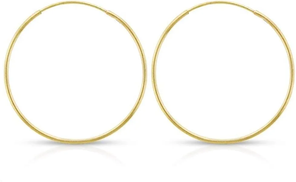 14k Solid Gold Endless Hoop Earrings, 14k Gold Thin Hoop Earrings, Cartilage Earrings, Helix Earring, Nose Hoop, Tragus Earring, 100% Real 14k Gold