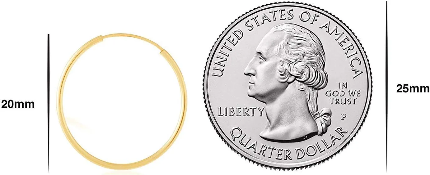 14k Solid Gold Endless Hoop Earrings, 14k Gold Thin Hoop Earrings, Cartilage Earrings, Helix Earring, Nose Hoop, Tragus Earring, 100% Real 14k Gold