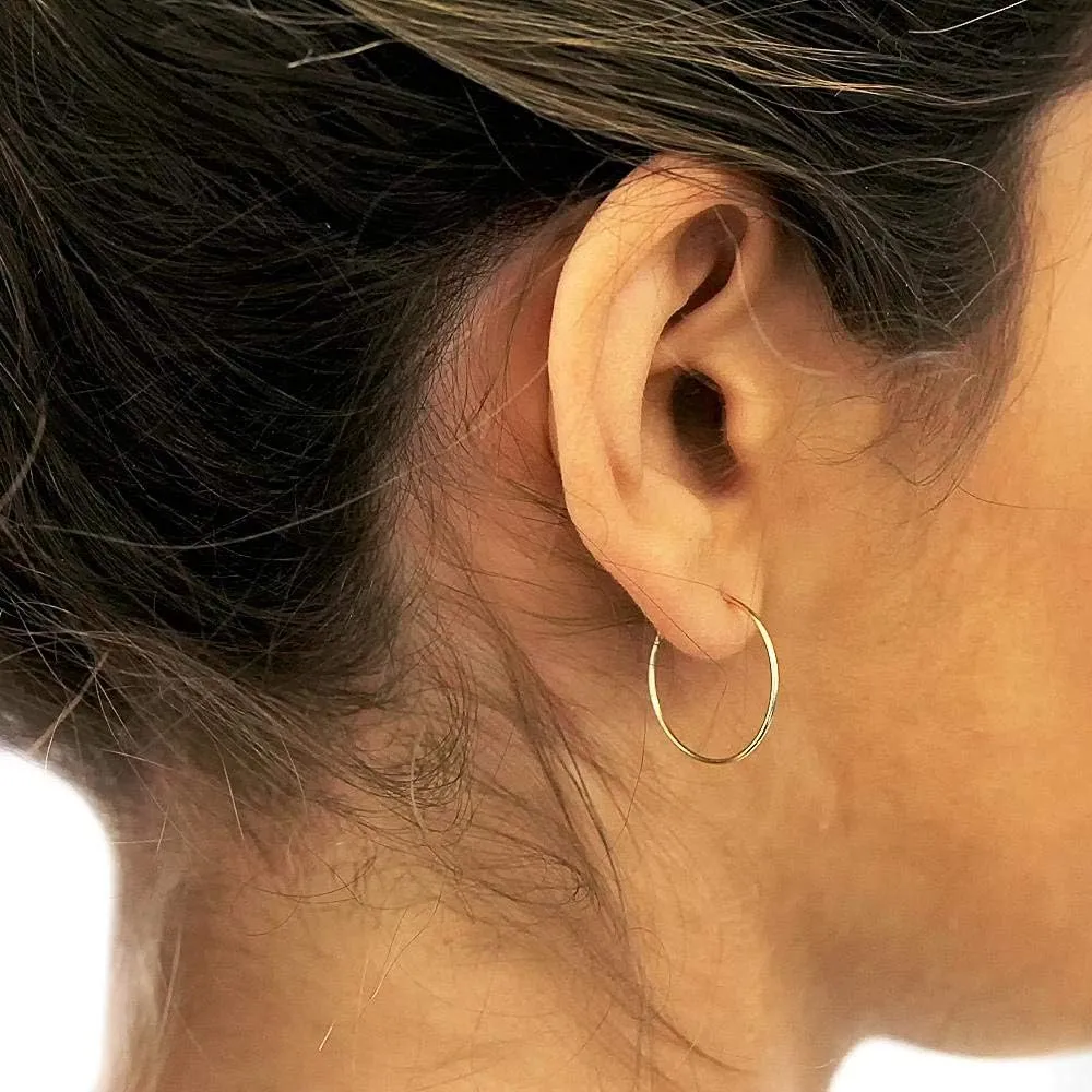 14k Solid Gold Endless Hoop Earrings, 14k Gold Thin Hoop Earrings, Cartilage Earrings, Helix Earring, Nose Hoop, Tragus Earring, 100% Real 14k Gold
