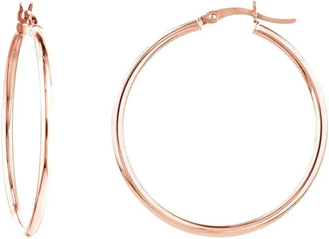 14k Solid Yellow Gold Polished Hoop Earrings-Hoop Earring for Women in Choice of Styles