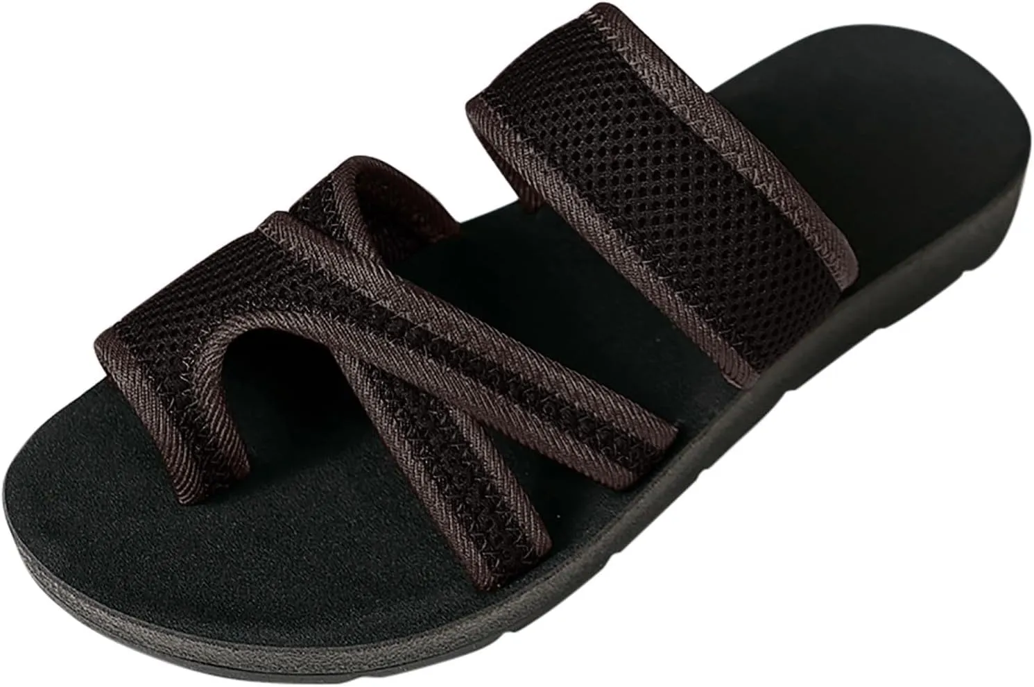 2024 Women's Hollow Mesh Slide Sandals - Dressy Summer Flats Breathable Orthopedic Arch Support Slip On Mesh Sandals