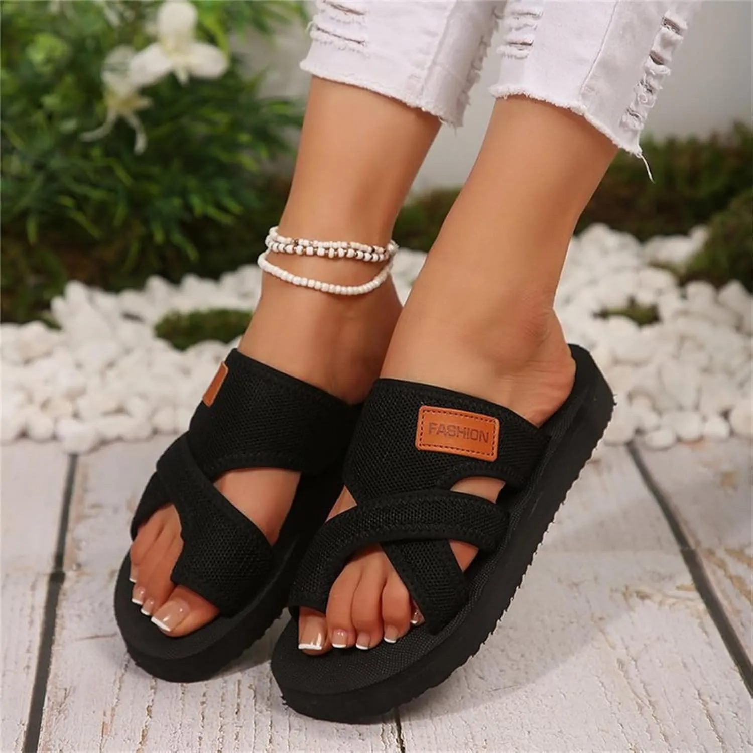 2025 Women's Summer Sandals Extra Wide Mesh Slides, Dressy Summer Flats Orthopedic Support Airflow Design Beach Walking Shoes
