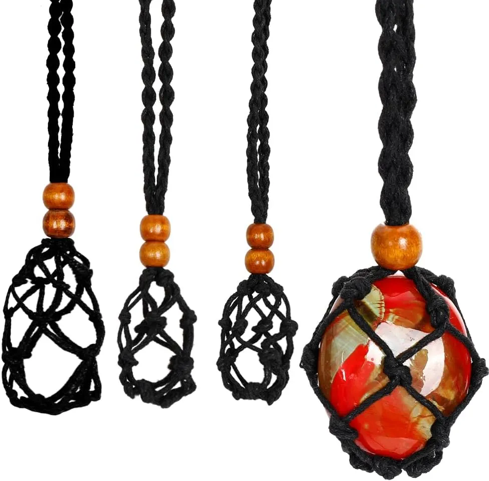 3Pcs Cord Empty Stone Holder - Adjustable Necklace Holder Pendant Cord Necklace Stone Holder Necklace Cord
