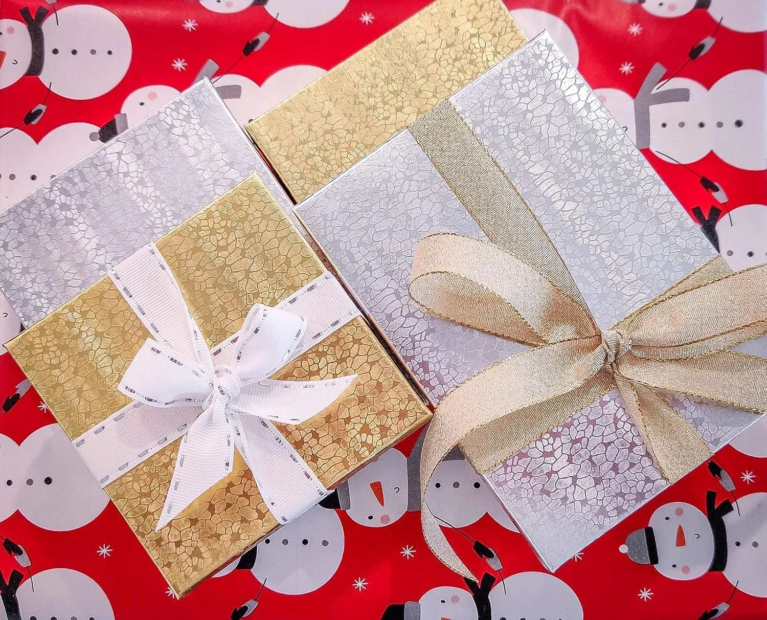 6 Pack Cotton Filled Gold Foil Paper Cardboard Jewelry Necklace Earring Bangle Anklet Pendant Bracelets Watch Retail Boxes Size 3 1/2" x 3 1/2" x 1" Inch - by R J Displays (Gold)