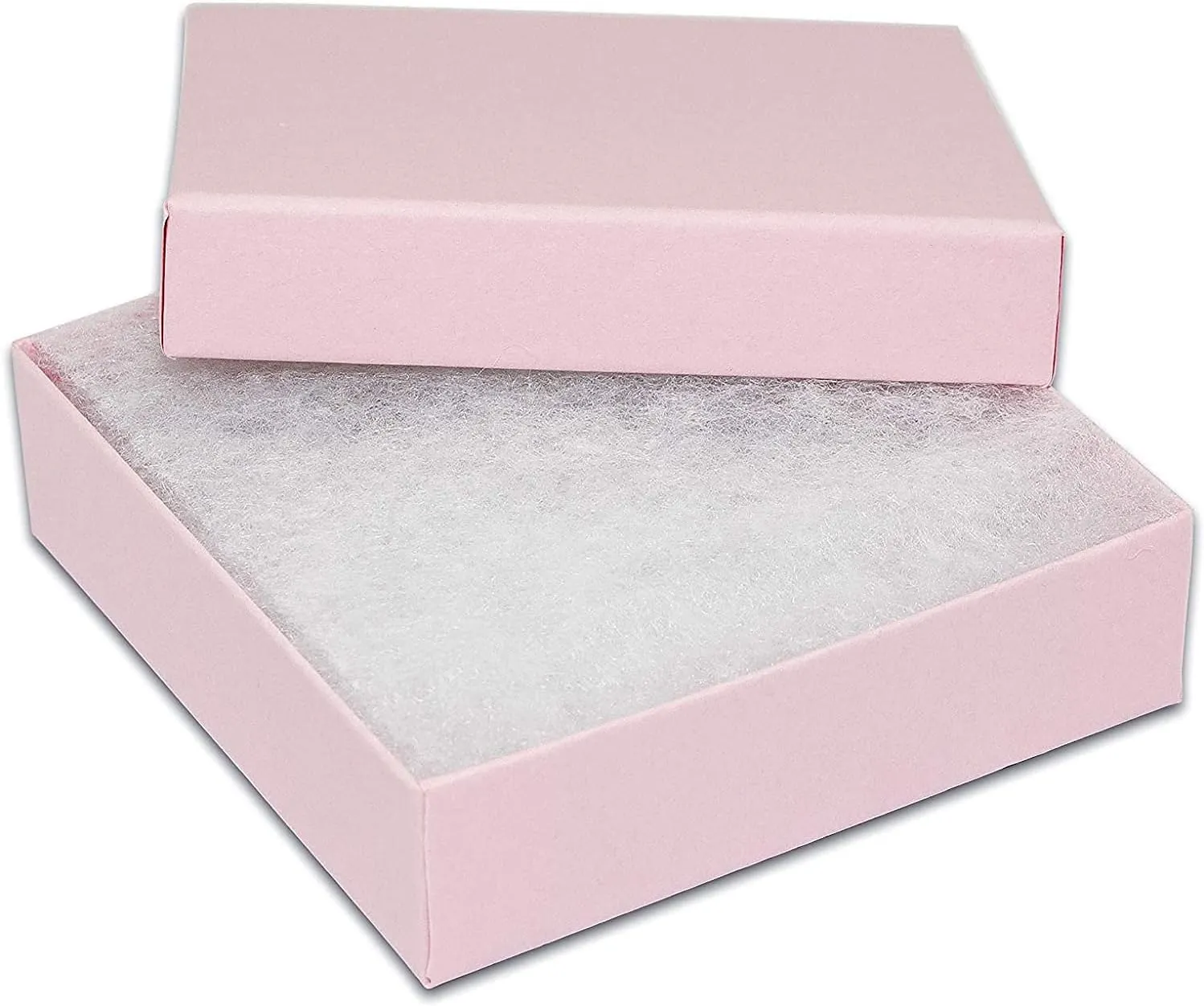 6 Pack Cotton Filled Pink Color Cardboard Jewelry Necklace Earring Bangle Anklet Pendant Bracelets Watch Gift and Retail Boxes Size 3 1/2" x 3 1/2" x 1" Inch - by R J Displays (Pink)