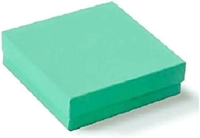 6 Pack Cotton Filled Teal Green Color Cardboard Jewelry Necklace Earring Bangle Anklet Pendant Bracelets Watch Gift and Retail Boxes Size 3 1/2" x 3 1/2" x 1" Inch - by R J Displays (Teal Green)