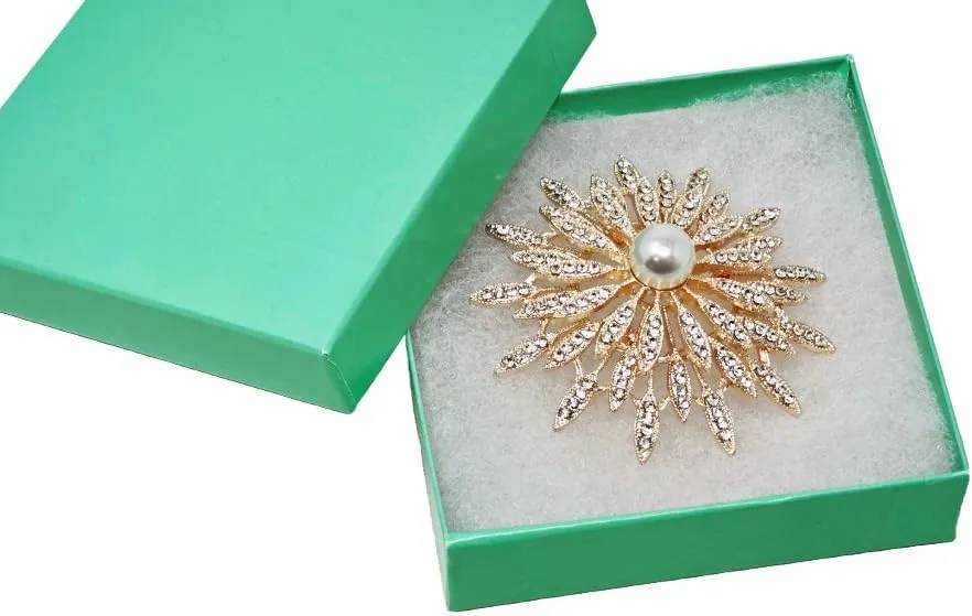 6 Pack Cotton Filled Teal Green Color Cardboard Jewelry Necklace Earring Bangle Anklet Pendant Bracelets Watch Gift and Retail Boxes Size 3 1/2" x 3 1/2" x 1" Inch - by R J Displays (Teal Green)