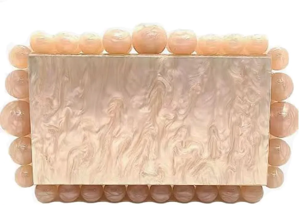 Acrylic Purses Evening Clutch Bag Marbling Evening Clutch Bag for Women Glitter Marble Purse for Wedding Party (Apricot, (L*W*H): 23cm*6cm*13.5cm/9.06"*2.36"*5.31")