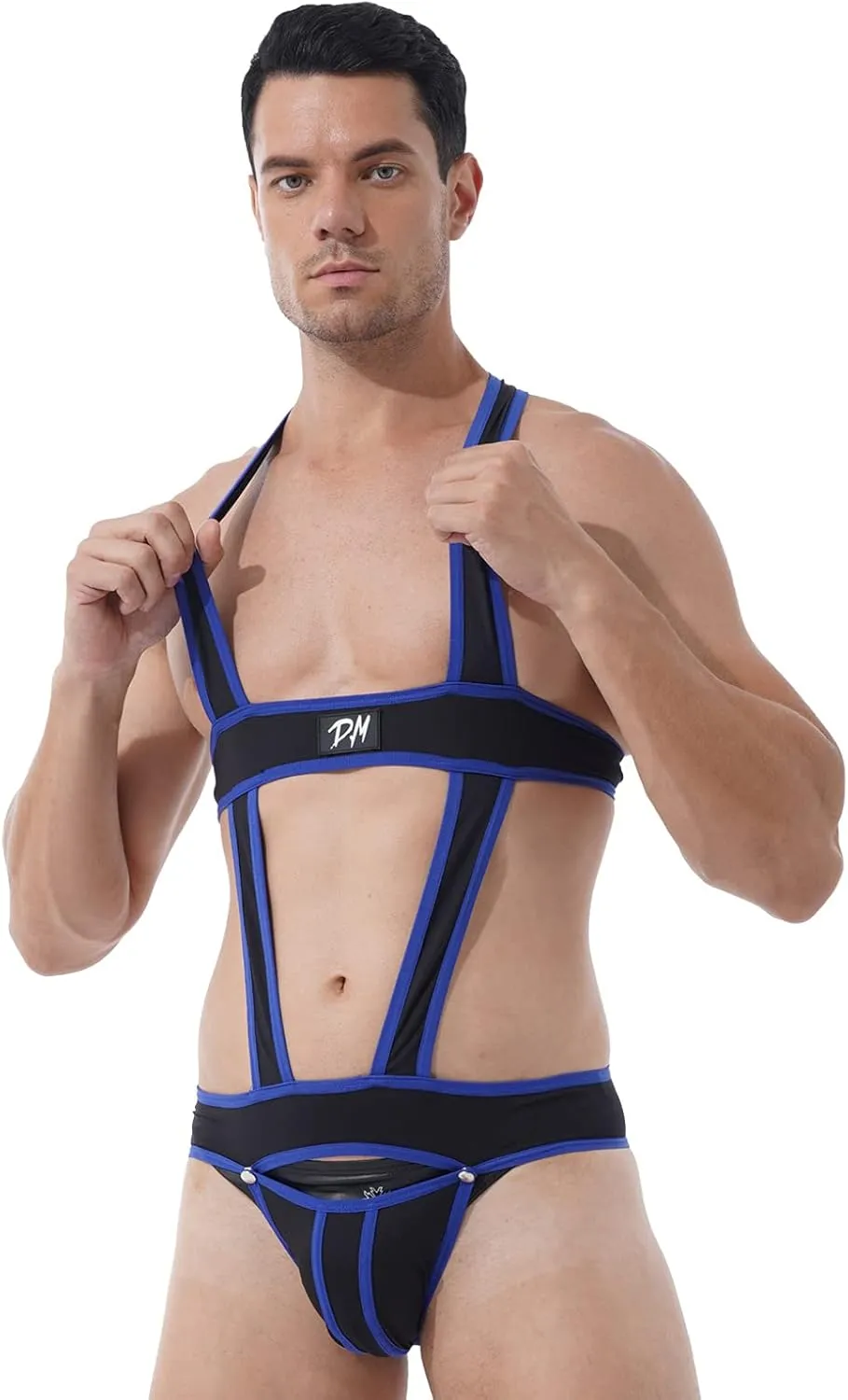 ACSUSS Men's Elastic Body Chest Harness Bodysuit Leotard Underwear Wrestling Singlet Jumpsuit