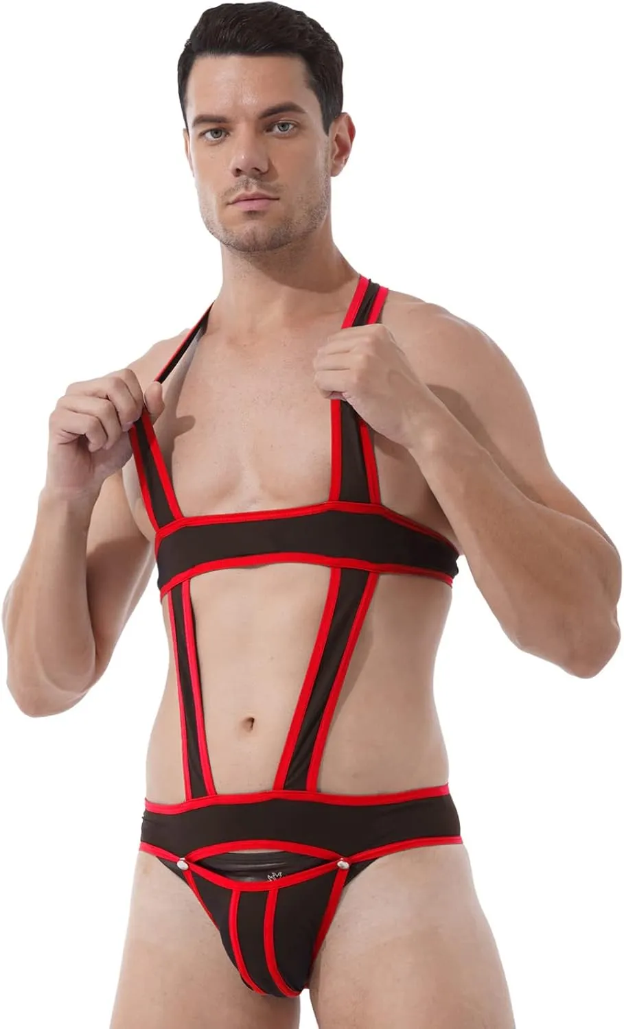 ACSUSS Men's Elastic Body Chest Harness Bodysuit Leotard Underwear Wrestling Singlet Jumpsuit