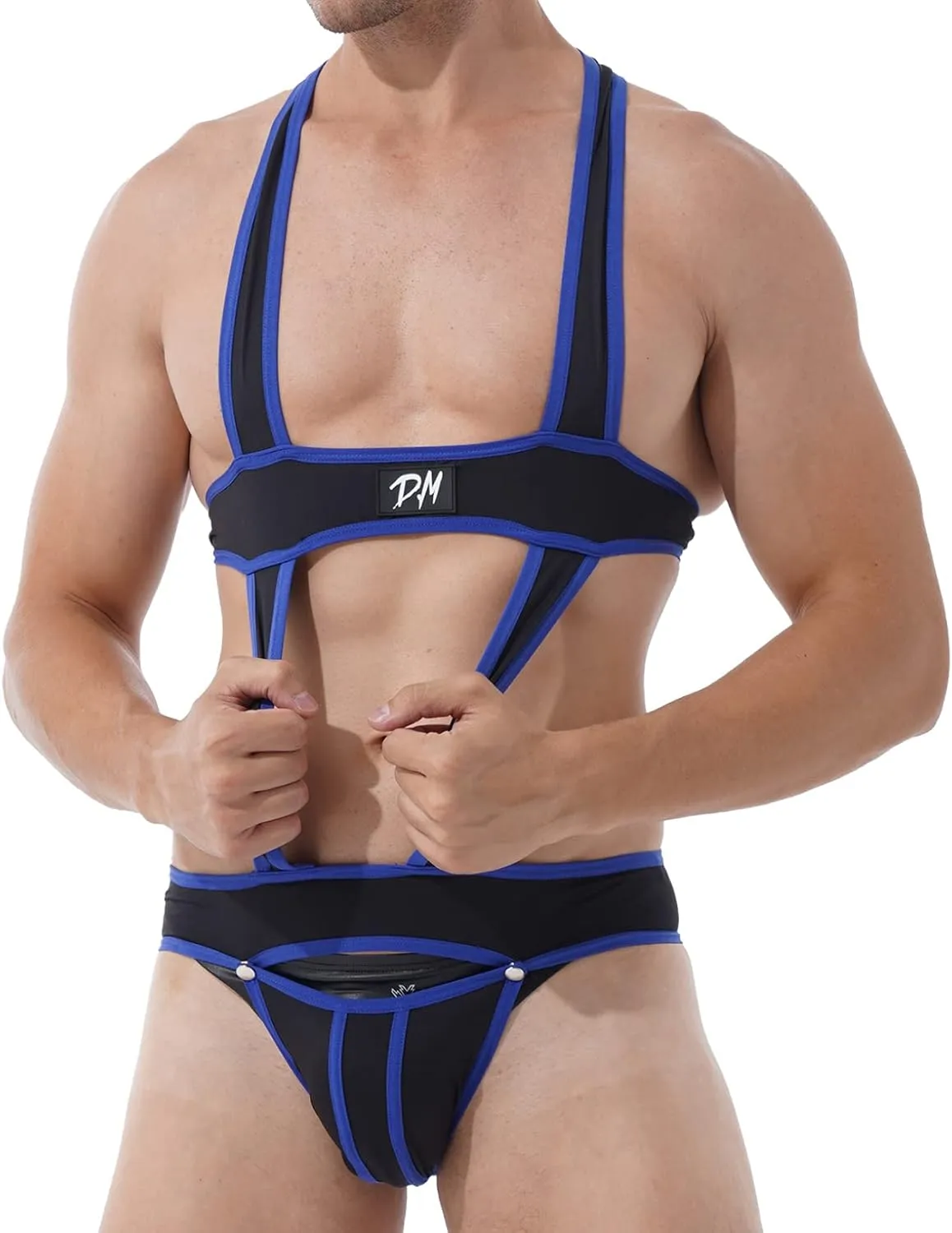 ACSUSS Men's Elastic Body Chest Harness Bodysuit Leotard Underwear Wrestling Singlet Jumpsuit