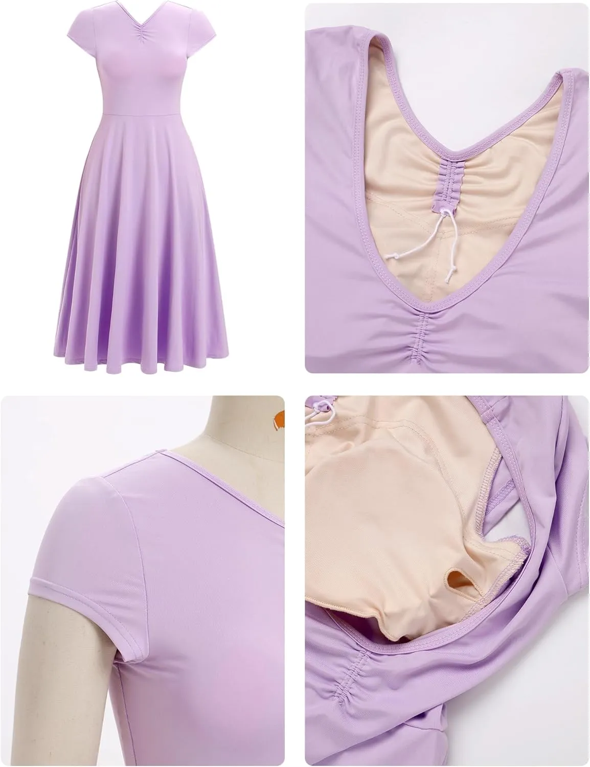 AFAVOM Lyrical Dance Costumes for Women Solid Lyrical Dance Dress Flowy Ruffle Ballet Dancewear Contemporary Dance Costumes