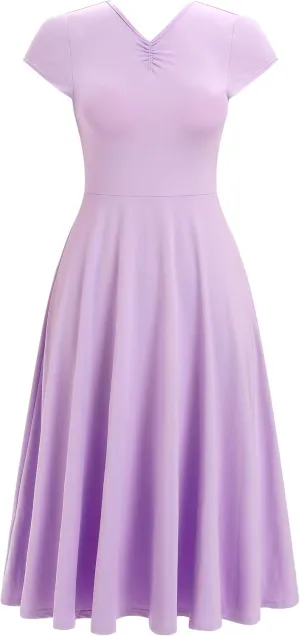 AFAVOM Lyrical Dance Costumes for Women Solid Lyrical Dance Dress Flowy Ruffle Ballet Dancewear Contemporary Dance Costumes
