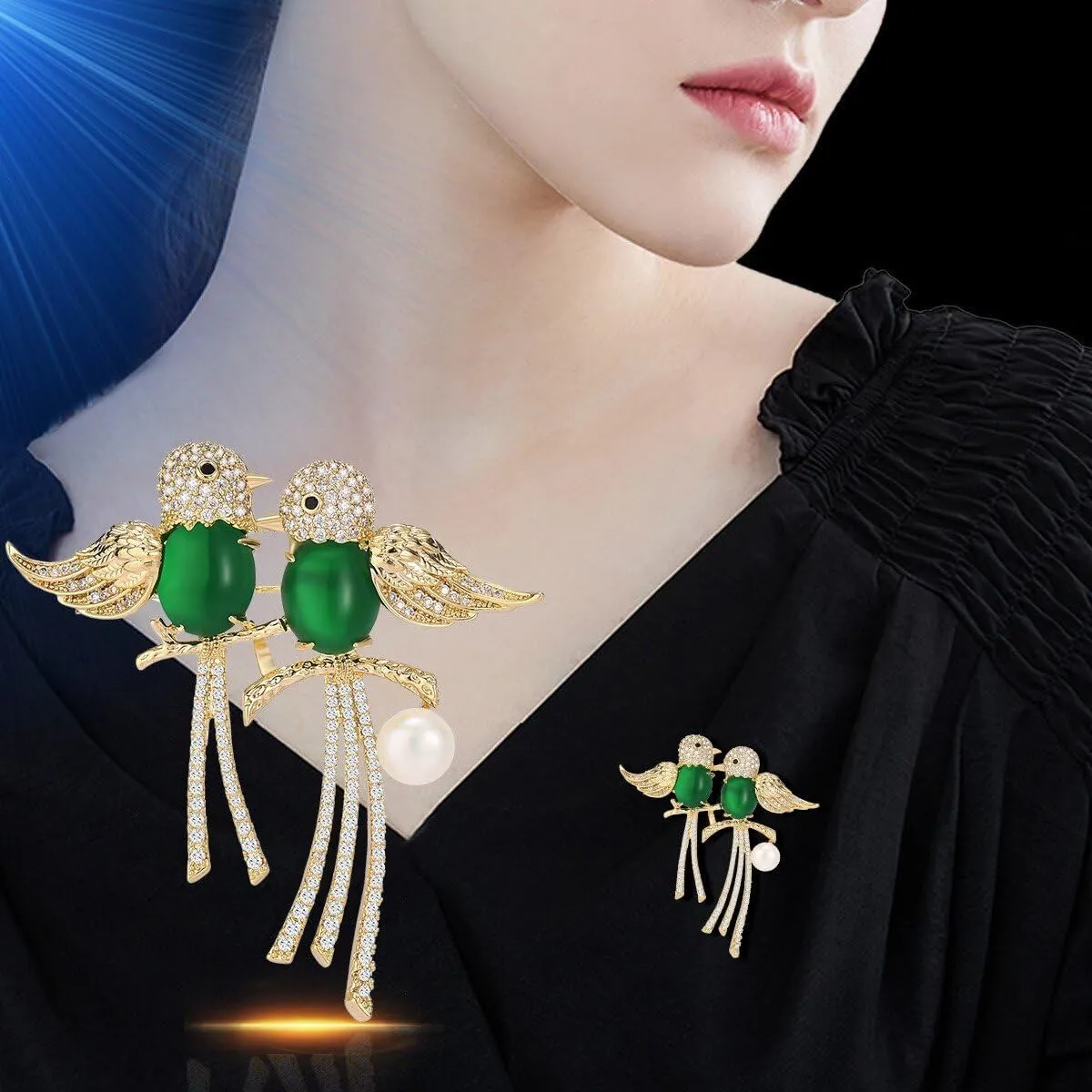 Animal Brooch Insect Bird Brooches Pearl Rhinestone Crystal Brooch 18k Gold-Plated Lapel Pins Jewelry Gifts Birthday Gifts for Women Men