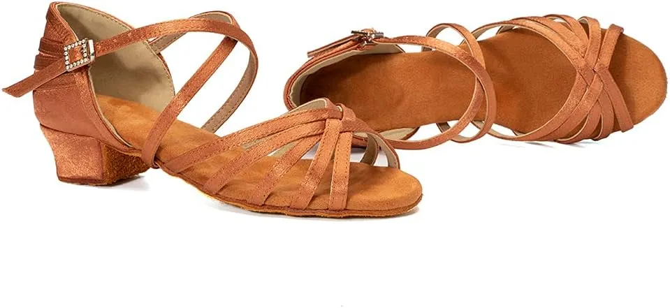 AOQUNFS Girls Latin Dance Shoes Low Heels Tango Salsa Ballroom Practice Dancing Shoes,234-TL