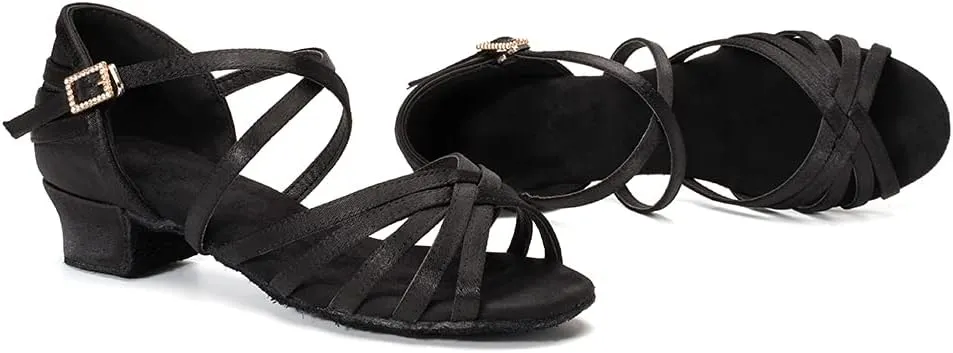 AOQUNFS Girls Latin Dance Shoes Low Heels Tango Salsa Ballroom Practice Dancing Shoes,234-TL