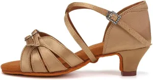 AOQUNFS Girls Latin Dance Shoes Low Heels Tango Salsa Ballroom Practice Performance Dancing Shoes,D28