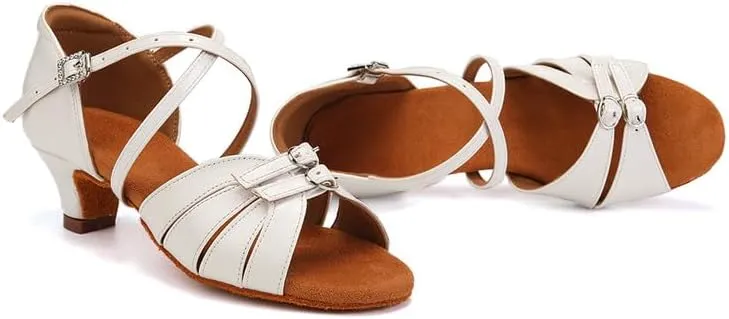 AOQUNFS Girls Latin Dance Shoes Low Heels Tango Salsa Ballroom Practice Performance Dancing Shoes,D28