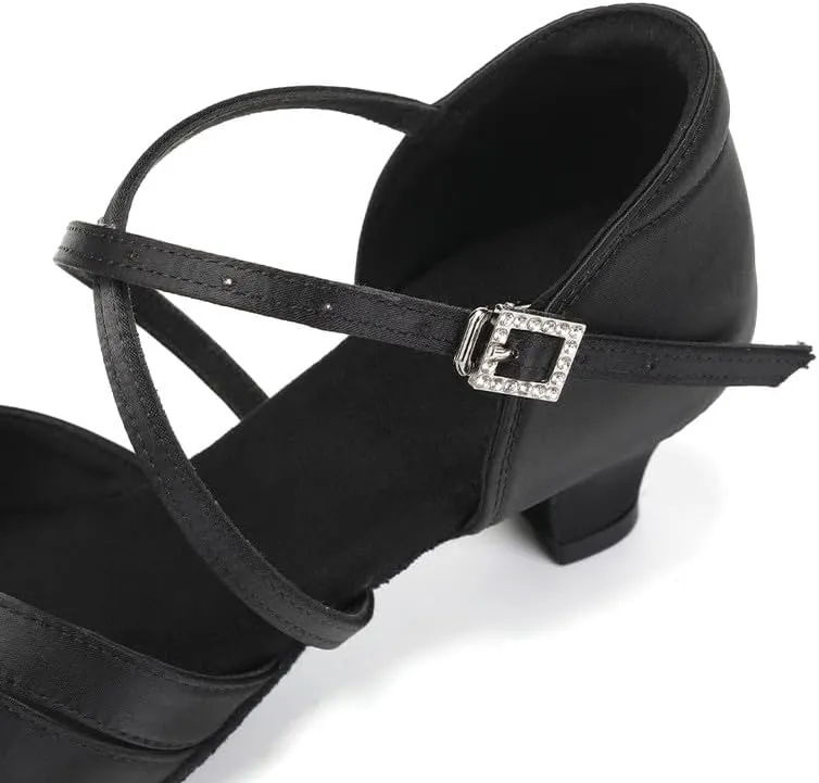 AOQUNFS Girls Latin Dance Shoes Low Heels Tango Salsa Ballroom Practice Performance Dancing Shoes,D28