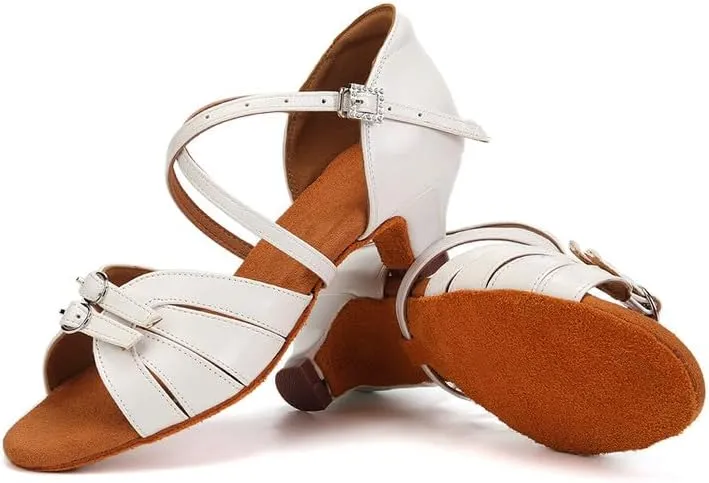 AOQUNFS Girls Latin Dance Shoes Low Heels Tango Salsa Ballroom Practice Performance Dancing Shoes,D28