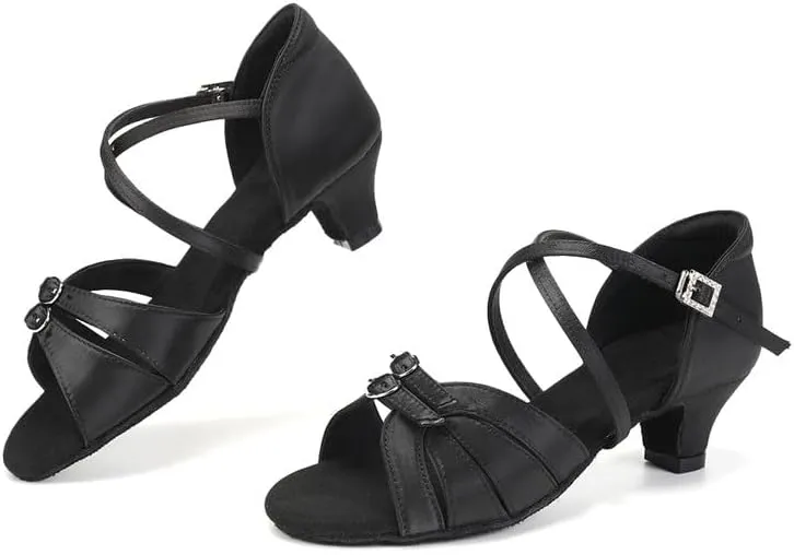 AOQUNFS Girls Latin Dance Shoes Low Heels Tango Salsa Ballroom Practice Performance Dancing Shoes,D28