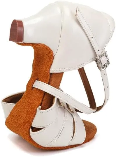 AOQUNFS Girls Latin Dance Shoes Low Heels Tango Salsa Ballroom Practice Performance Dancing Shoes,D28