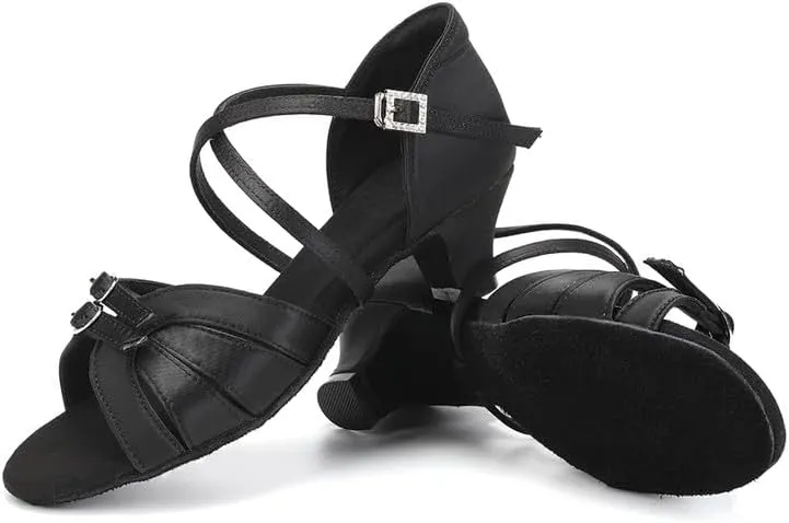 AOQUNFS Girls Latin Dance Shoes Low Heels Tango Salsa Ballroom Practice Performance Dancing Shoes,D28