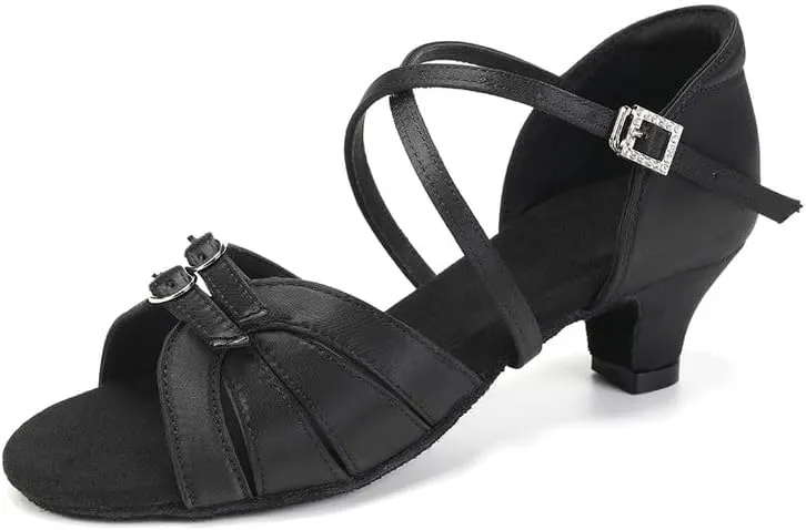 AOQUNFS Girls Latin Dance Shoes Low Heels Tango Salsa Ballroom Practice Performance Dancing Shoes,D28