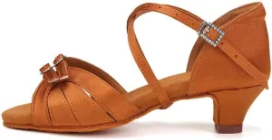 AOQUNFS Girls Latin Dance Shoes Low Heels Tango Salsa Ballroom Practice Performance Dancing Shoes,D28
