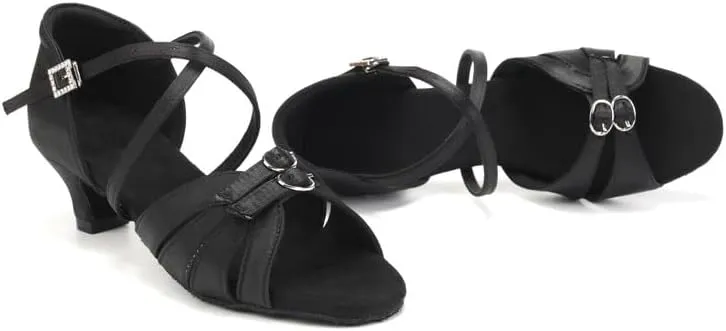 AOQUNFS Girls Latin Dance Shoes Low Heels Tango Salsa Ballroom Practice Performance Dancing Shoes,D28