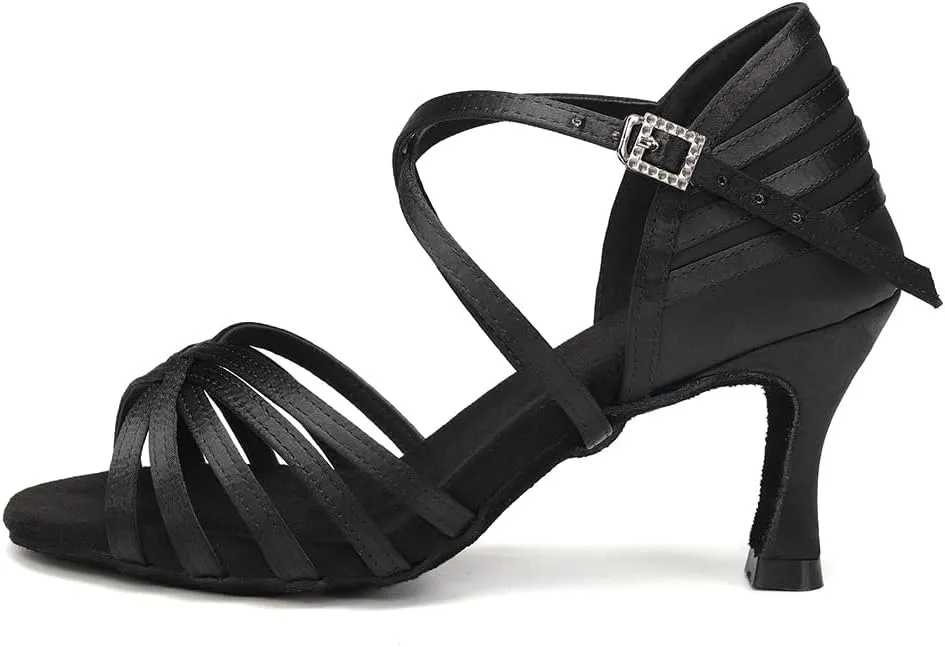 AOQUNFS Women's Latin Dance Shoes Ballroom Salsa Practice Professional Performance Dancing Shoes,2324,Black,US 9