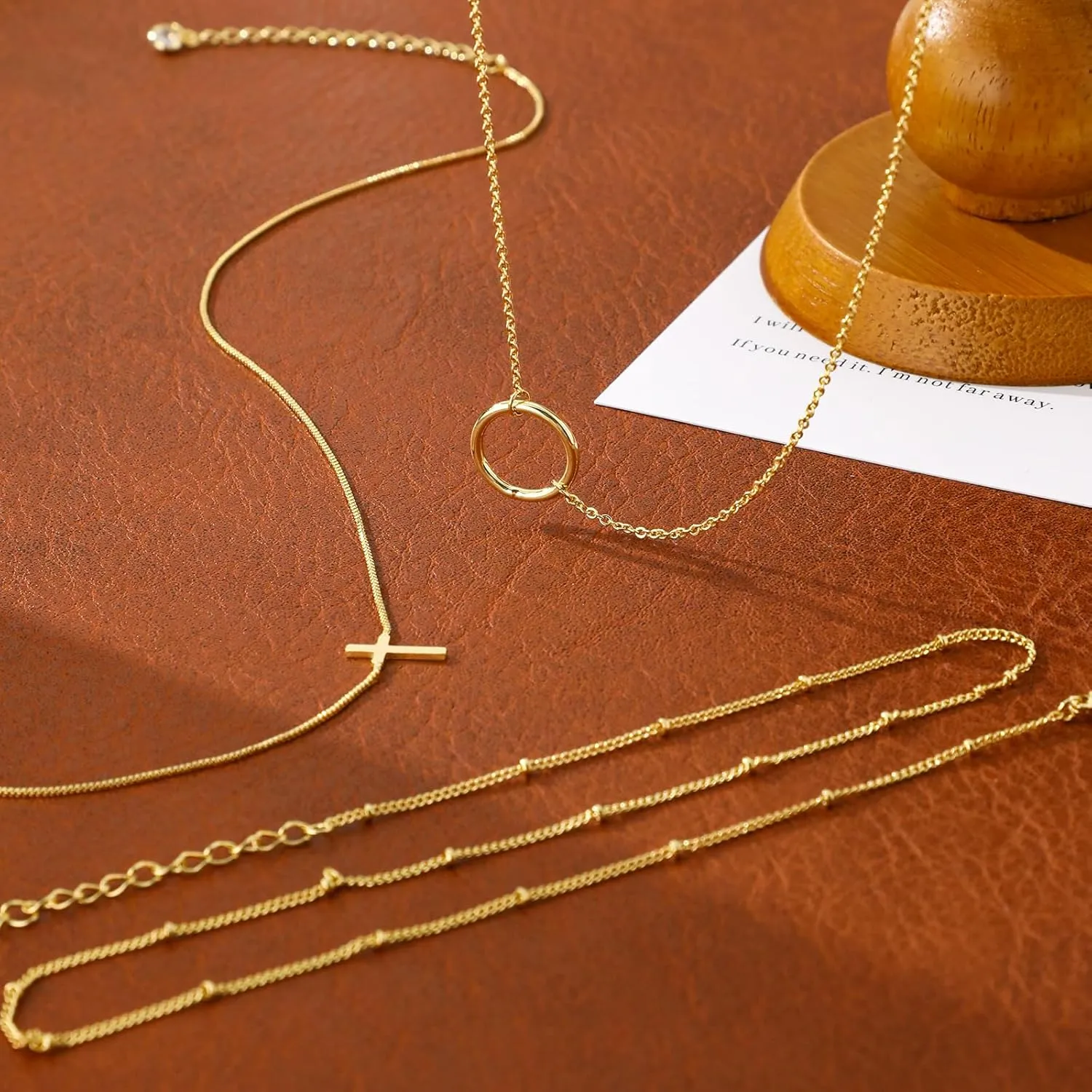 ASCOMY Layered Necklaces for Women Gold Necklace 14K Gold/Silver Plated Pendant Necklace Layered Cross Necklace Paperclip Rope Bead Box Satellite Dot Chain Necklaces Gold Choker Trendy Jewelry Gift