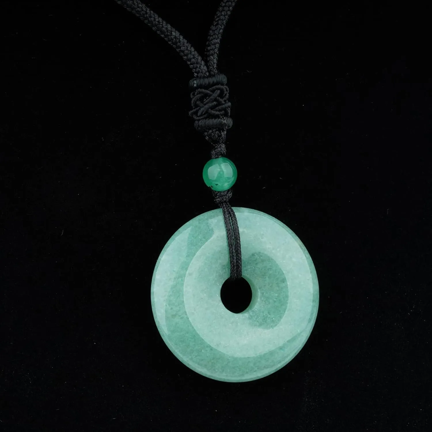 ASGIFT Lucky Coin Crystal Necklace 30mm Round Donut Natural Quartz Protection Pendant with Adjustable Rope Reiki Healing Crystal Stone Spiritual Necklaces for Men Women