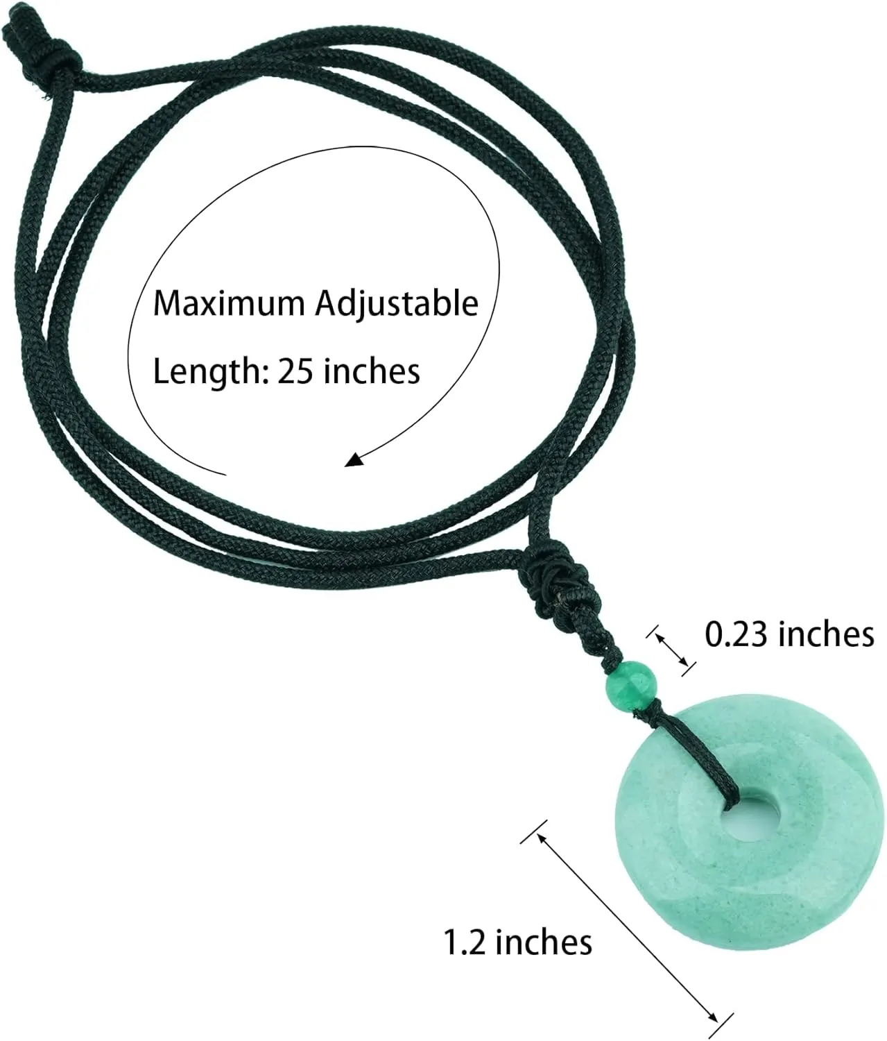 ASGIFT Lucky Coin Crystal Necklace 30mm Round Donut Natural Quartz Protection Pendant with Adjustable Rope Reiki Healing Crystal Stone Spiritual Necklaces for Men Women