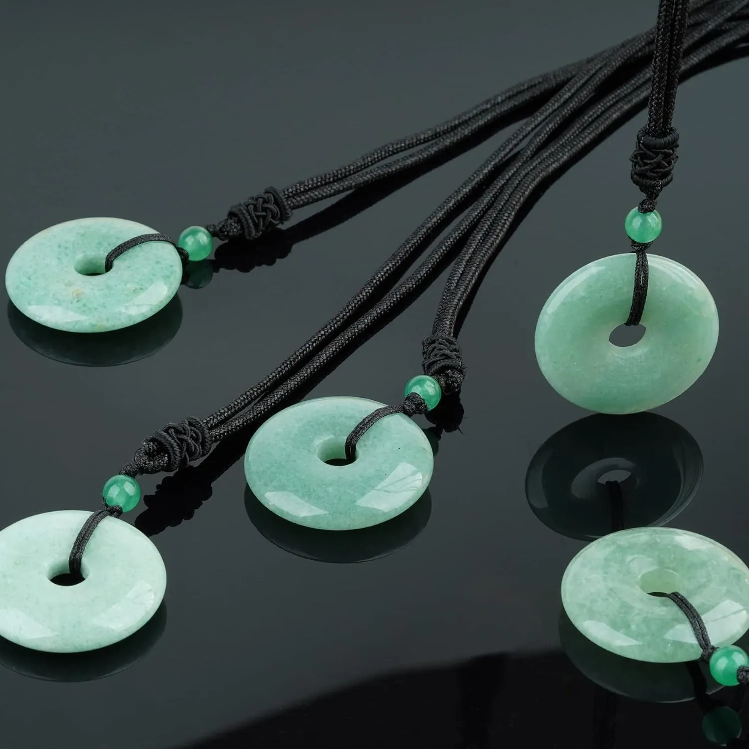 ASGIFT Lucky Coin Crystal Necklace 30mm Round Donut Natural Quartz Protection Pendant with Adjustable Rope Reiki Healing Crystal Stone Spiritual Necklaces for Men Women