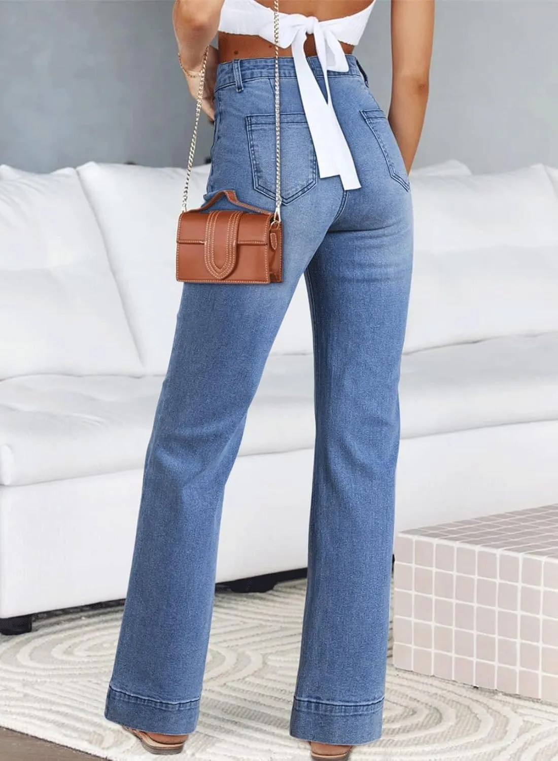 Astylish Women's Wide Leg Jeans High Waisted Stretchy Straight Leg Jeans Loose Trendy Denim Pants with Pocket
