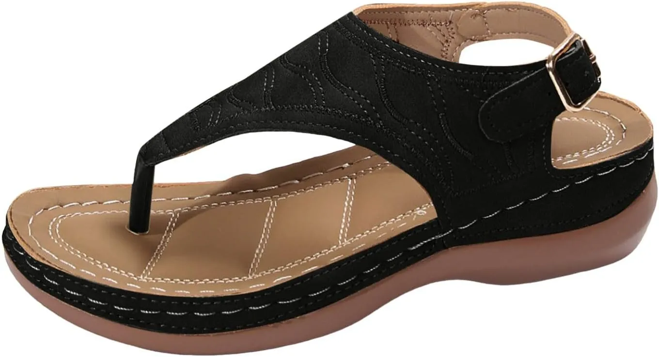 Avylays Orthopedic Sandals for Women, Women Comfortable Sandals Thong Dressy T-Strap Summer Sandals with Arch Support