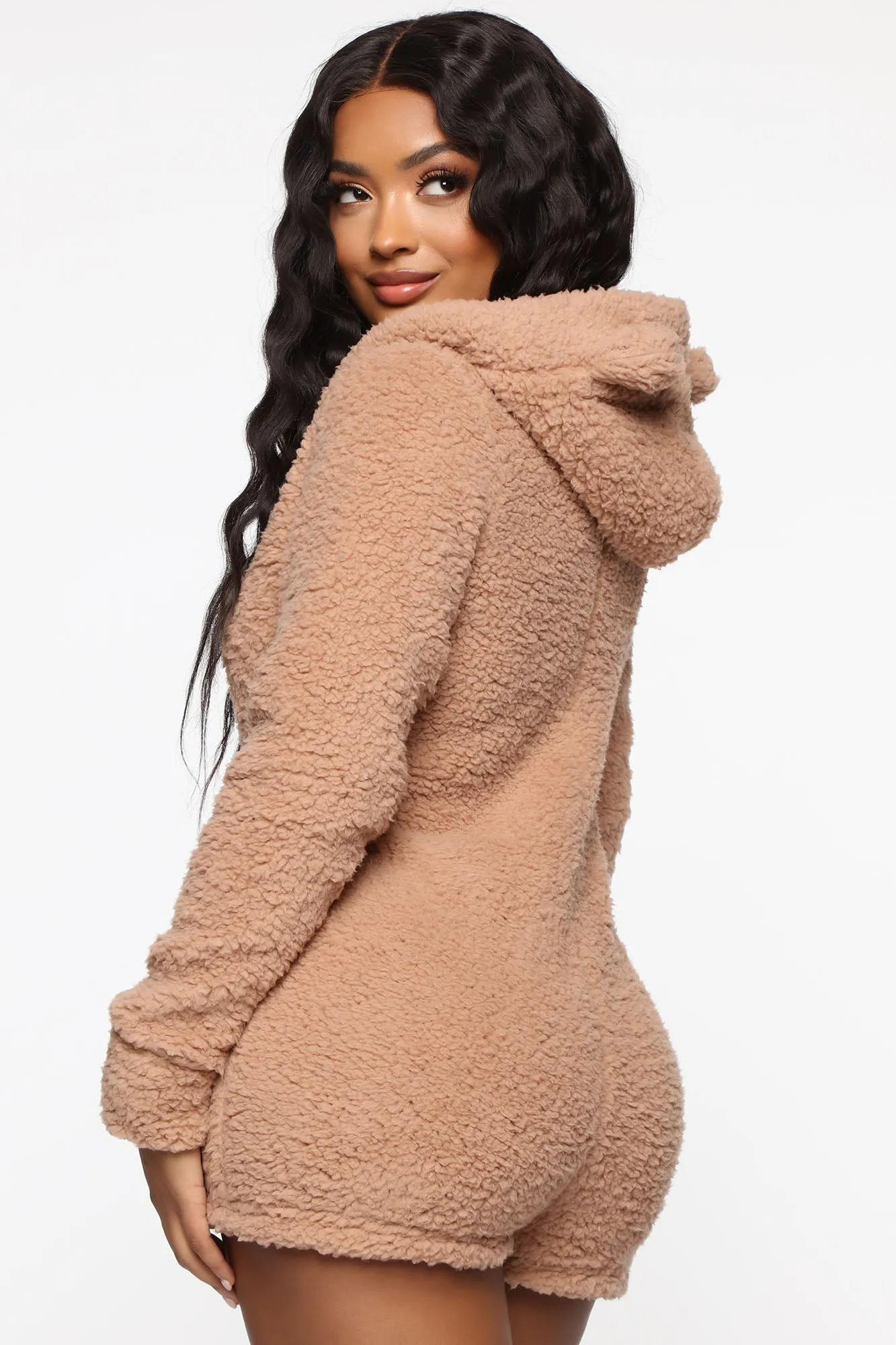 Baby Bear Hug PJ Romper Onesie - Mocha