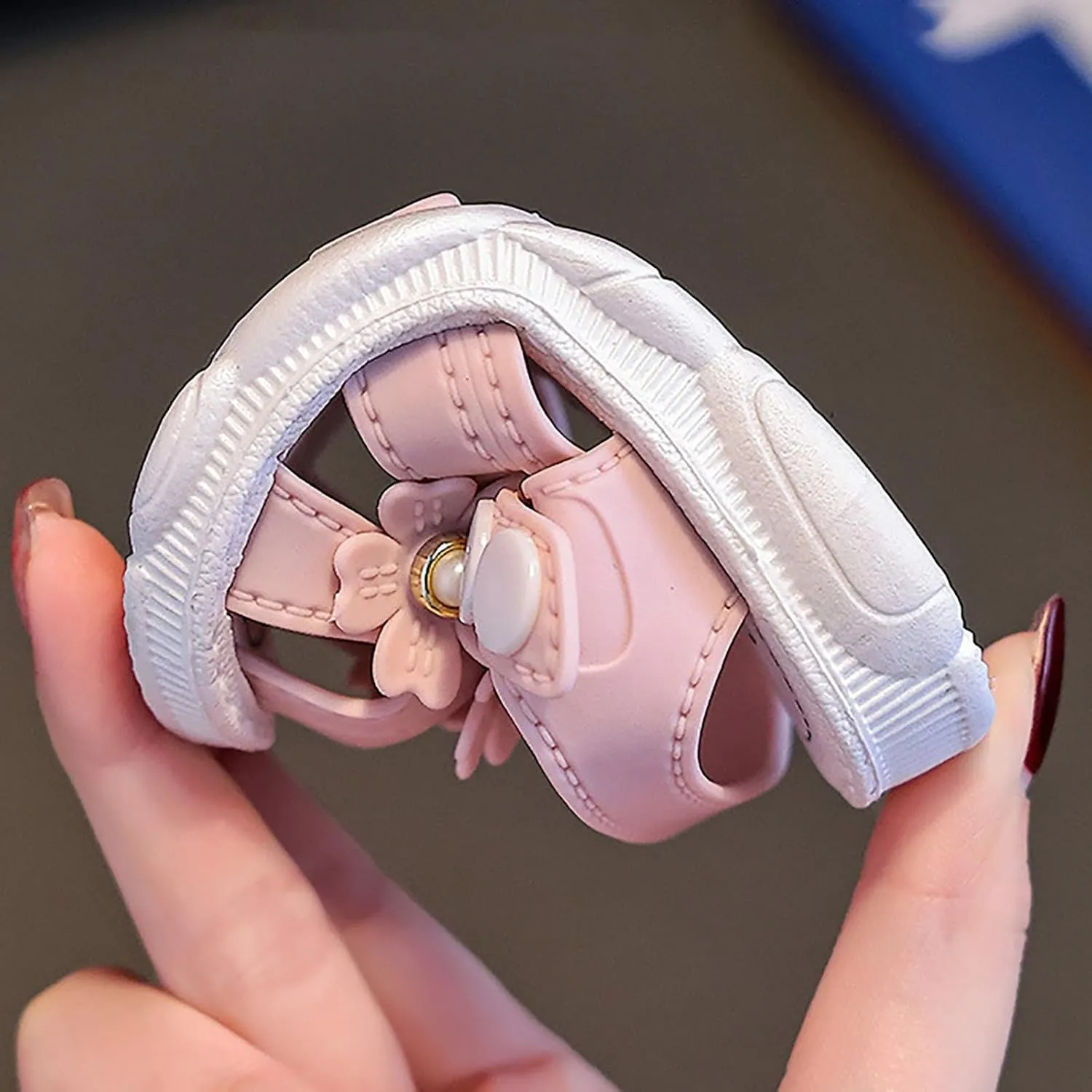 Baby Girls Pearl Flower Sandals Foam Soft Leather Non Slip Water Shoes Toddler Kids Bump Toe Summer Casual Sandals