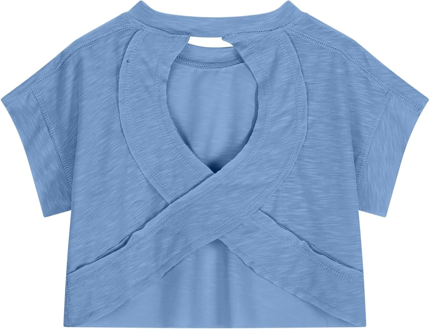 Backless Tops for Girls Open Back Workout Short Sleeve Gym Shirts Summer Casual Yoga Y2k Athletic Crop Running Tees